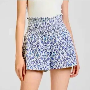 Sachin   Babi Blue Floral Women's Shorts Size Small - High Waist Eyelet Shorts