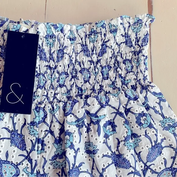 Sachin   Babi Blue Floral Women's Shorts Size Small - High Waist Eyelet Shorts