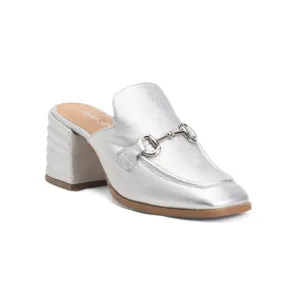SAINT G Silver Leather Jasmine Block Heel Mules