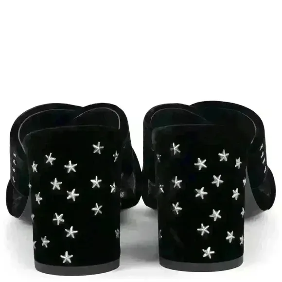 SAINT LAURENT  Lou Lou Star Stud Velvet Heeled Mules