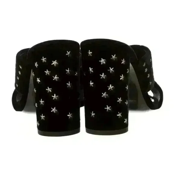 SAINT LAURENT  Lou Lou Star Stud Velvet Heeled Mules