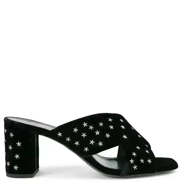 SAINT LAURENT  Lou Lou Star Stud Velvet Heeled Mules
