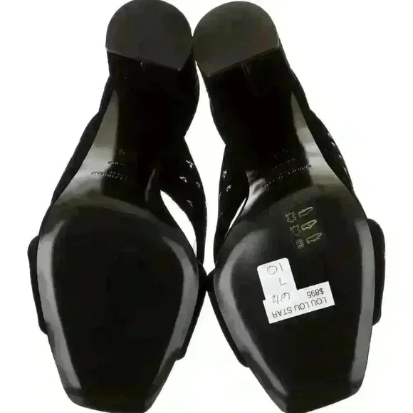 SAINT LAURENT  Lou Lou Star Stud Velvet Heeled Mules