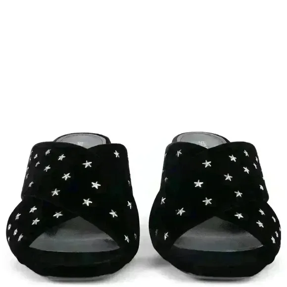 SAINT LAURENT  Lou Lou Star Stud Velvet Heeled Mules