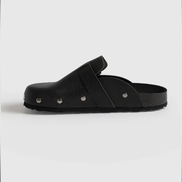 Saint   Sofia Silver Studded Leather Black Clog