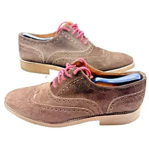 Saks Fifth Avenue  Men Kennedy Wingtip Derby 12M Brown Suede Oxfords Shoes Italy