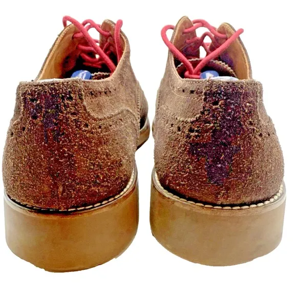 Saks Fifth Avenue  Men Kennedy Wingtip Derby 12M Brown Suede Oxfords Shoes Italy