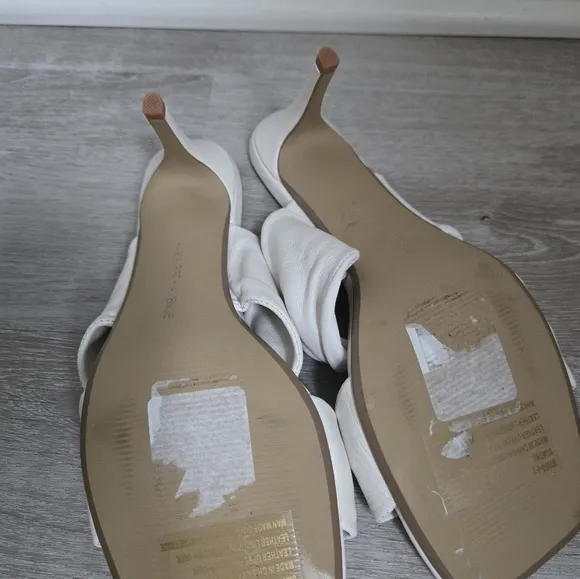 Saks Fifth Avenue White Twisted Leather Mules Sandals