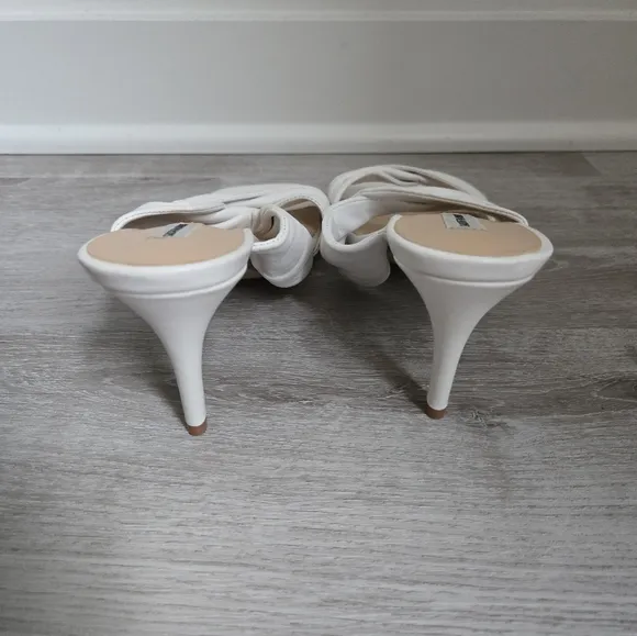 Saks Fifth Avenue White Twisted Leather Mules Sandals