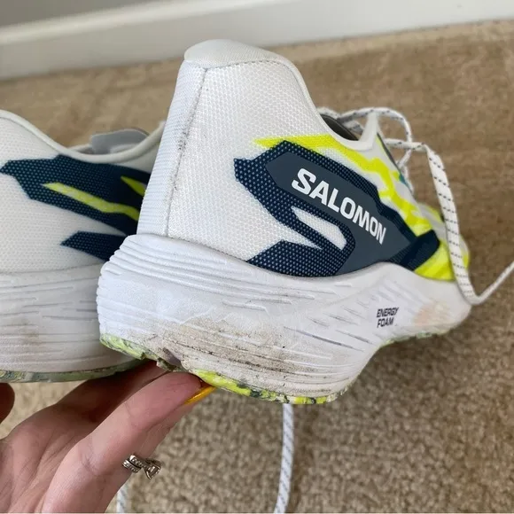 Salomon Men’s Aero Volt Running Shoes White China/Blue/Safety Yellow Size 12.5