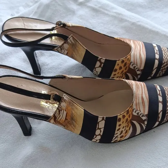 Salvatore Ferragamo Animal Print Slingback Heels 7B