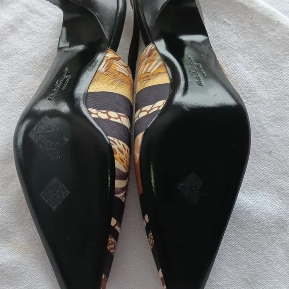 Salvatore Ferragamo Animal Print Slingback Heels 7B
