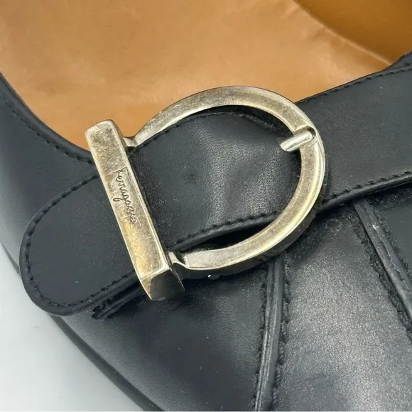 Salvatore Ferragamo Black Leather Kitten Heels 6