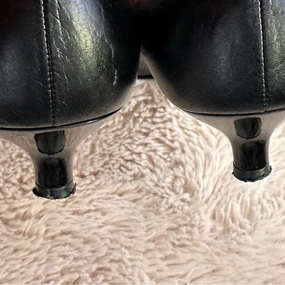 Salvatore Ferragamo Black Leather Kitten Heels