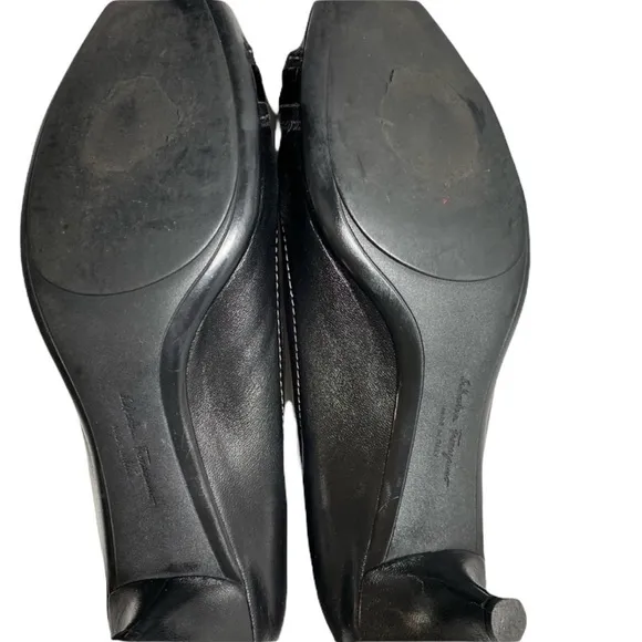 Salvatore Ferragamo black leather pumps
