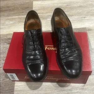 Salvatore Ferragamo Black Oxford Dress Shoes