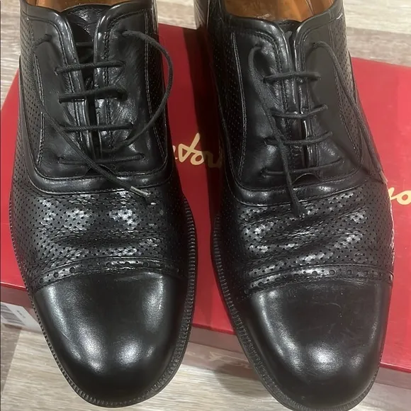 Salvatore Ferragamo Black Oxford Dress Shoes