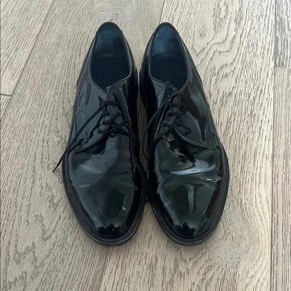 Salvatore Ferragamo Black Patent Leather Oxfords