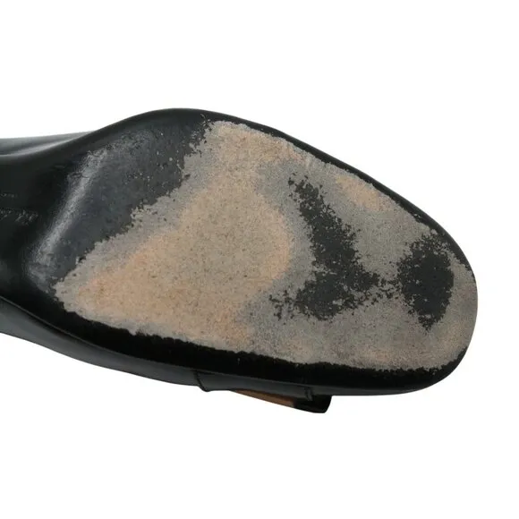 Salvatore Ferragamo Black Patent Leather Zebra Buckle Slingback Heels 8.5 B