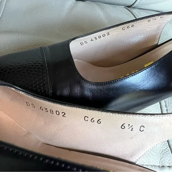 Salvatore Ferragamo Black Women's Slingback Shoes Sz 6.5 Square Toe Black