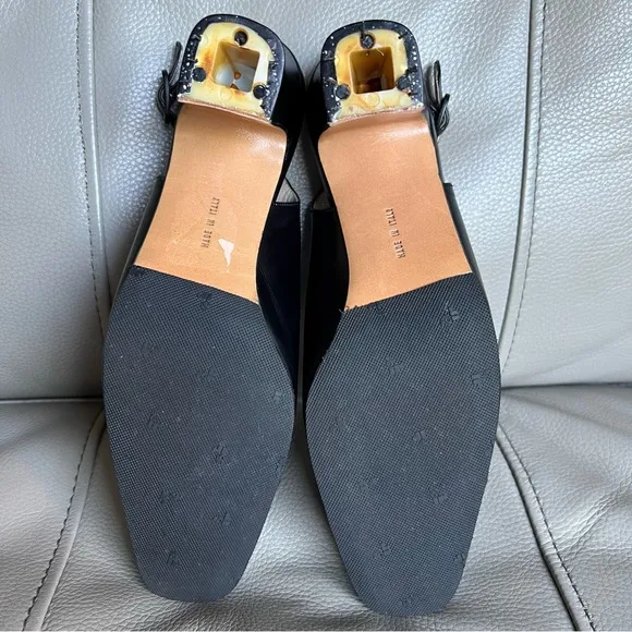 Salvatore Ferragamo Black Women's Slingback Shoes Sz 6.5 Square Toe Black