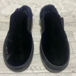 Salvatore Ferragamo Douglas Blue Velvet Slipper Slip On Shearling Fur 9.5