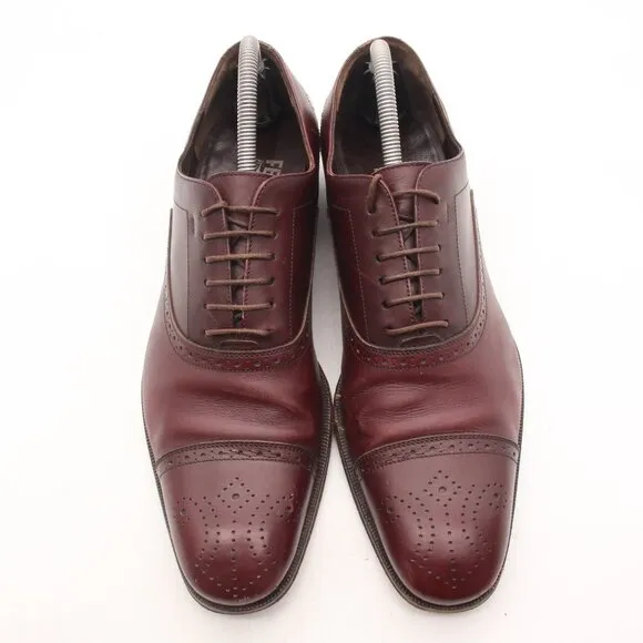 Salvatore Ferragamo Oxfords Wingtip Men's Size 8.5 D Burgundy Leather Loafer