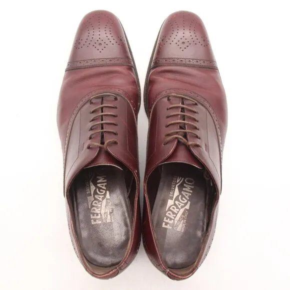 Salvatore Ferragamo Oxfords Wingtip Men's Size 8.5 D Burgundy Leather Loafer