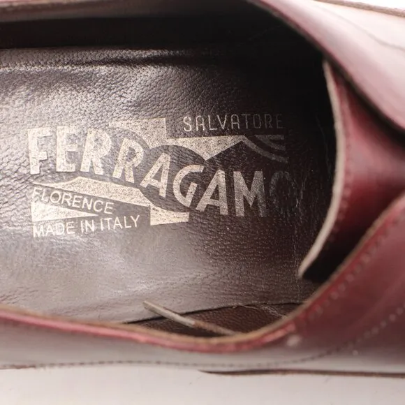 Salvatore Ferragamo Oxfords Wingtip Men's Size 8.5 D Burgundy Leather Loafer