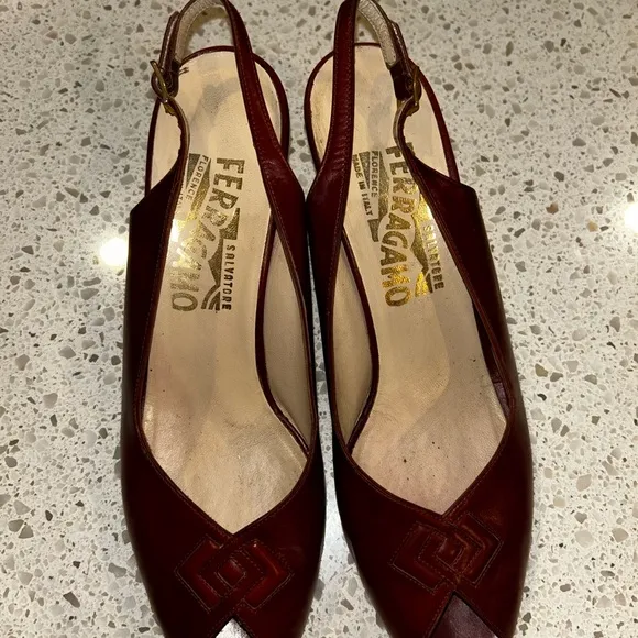 Salvatore Ferragamo Red Heels Slingback Elegance