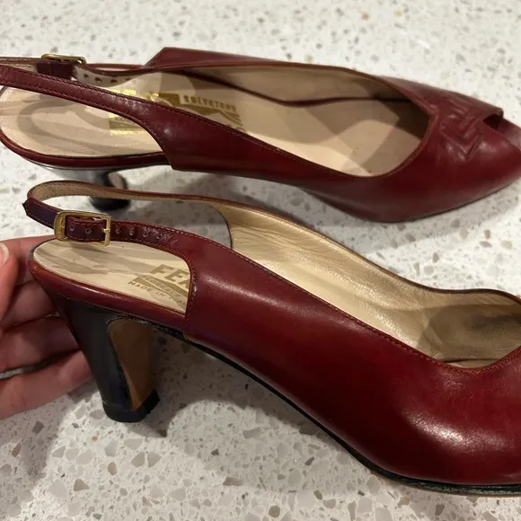 Salvatore Ferragamo Red Heels Slingback Elegance