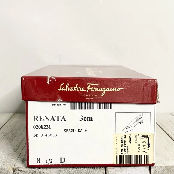 SALVATORE FERRAGAMO Renata Spago Calf Open Toe Slingback Heels