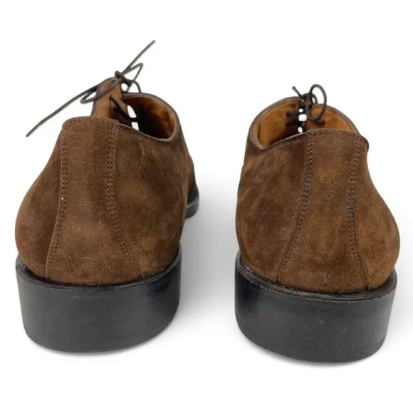 Salvatore Ferragamo Shoes Mens 11.5 B Brown Suede Oxfords Cap Toe Lace Up Italy