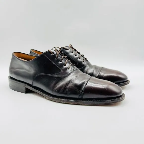 Salvatore Ferragamo Shoes Mens US 12 Brown Leather Cap Toe Oxfords Dress Shoe