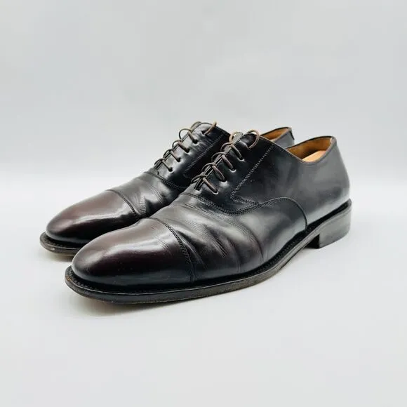 Salvatore Ferragamo Shoes Mens US 12 Brown Leather Cap Toe Oxfords Dress Shoe