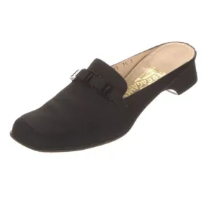 Salvatore Ferragamo Square Toe Slip On Block Mule Heels Black Size 8.5C