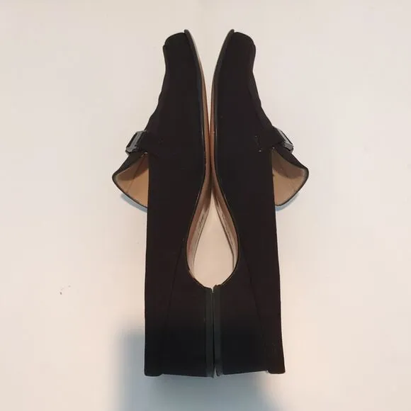 Salvatore Ferragamo Square Toe Slip On Block Mule Heels Black Size 8.5C
