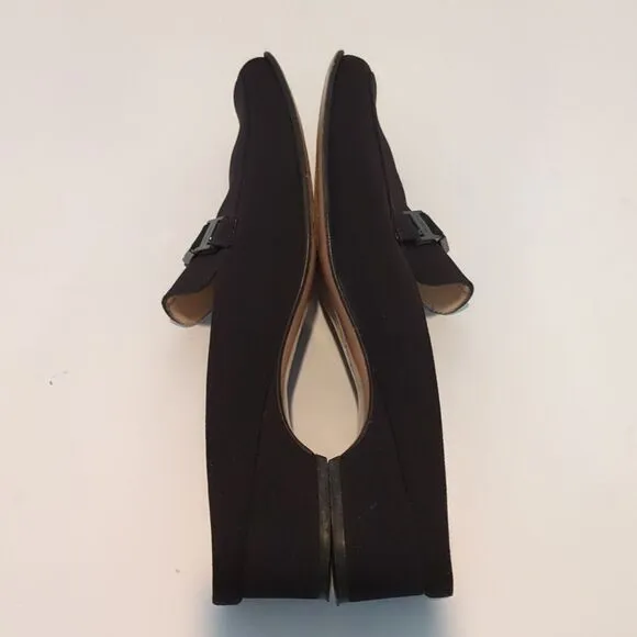 Salvatore Ferragamo Square Toe Slip On Block Mule Heels Black Size 8.5C