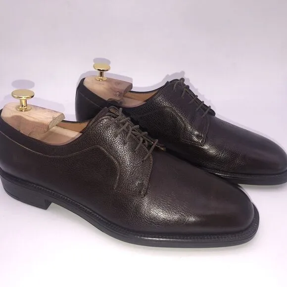 Salvatore Ferragamo Studio Men's Brown Leather Lace Up‎ Cap Toe Dress Shoes 8D