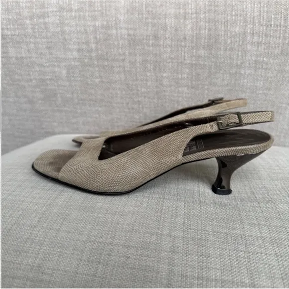 Salvatore Ferragamo Tan Slingback Heels