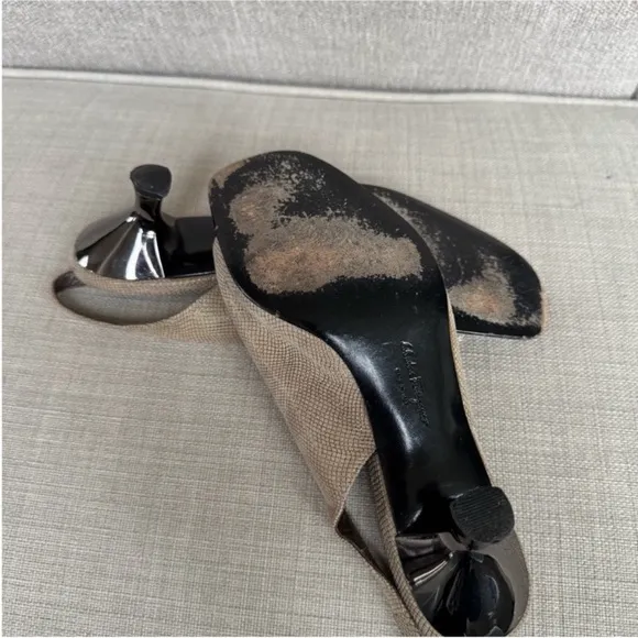 Salvatore Ferragamo Tan Slingback Heels