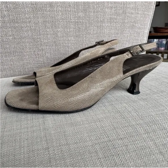 Salvatore Ferragamo Tan Slingback Heels