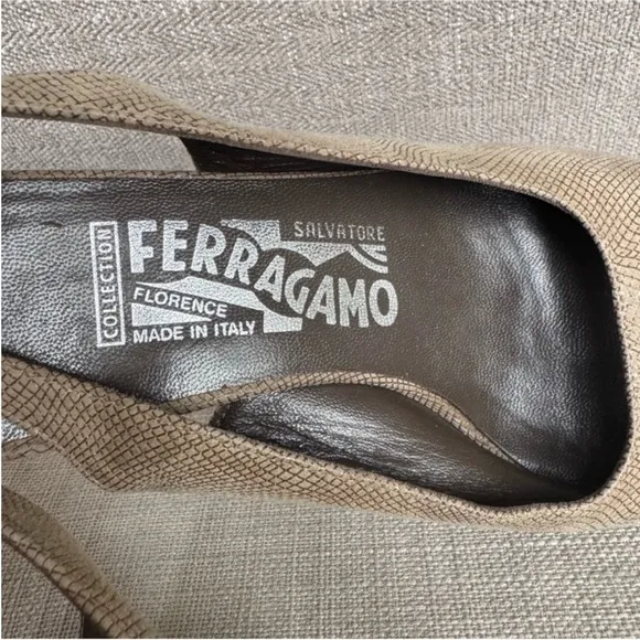 Salvatore Ferragamo Tan Slingback Heels