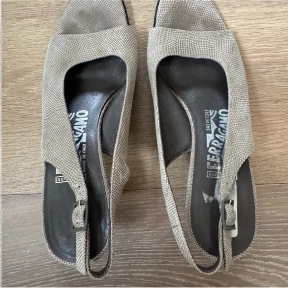 Salvatore Ferragamo Tan Slingback Heels