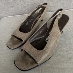 Salvatore Ferragamo Tan Slingback Heels