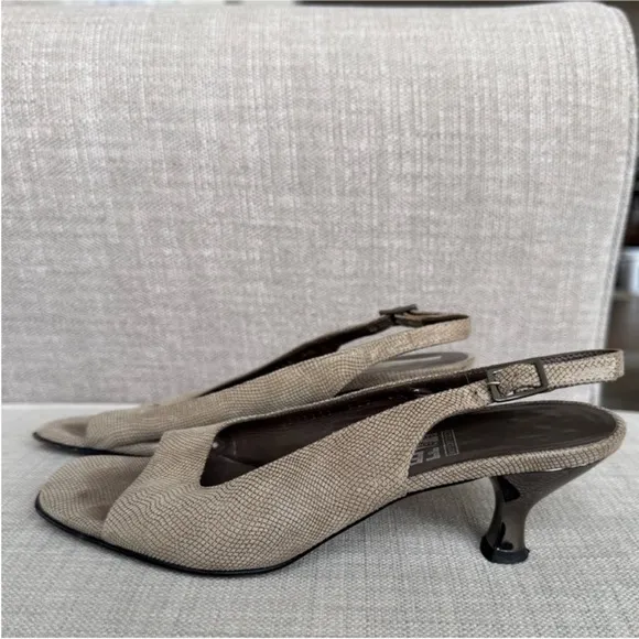 Salvatore Ferragamo Tan Slingback Heels