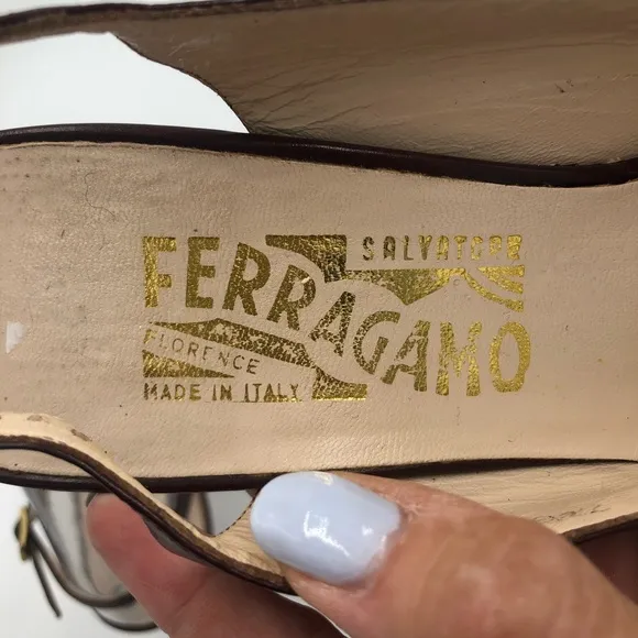 Salvatore Ferragamo Vintage Brown Slingback 8.5N