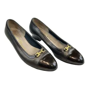 Salvatore Ferragamo Women's Cap Toe Horsebit Block Kitten Heels black Size 6