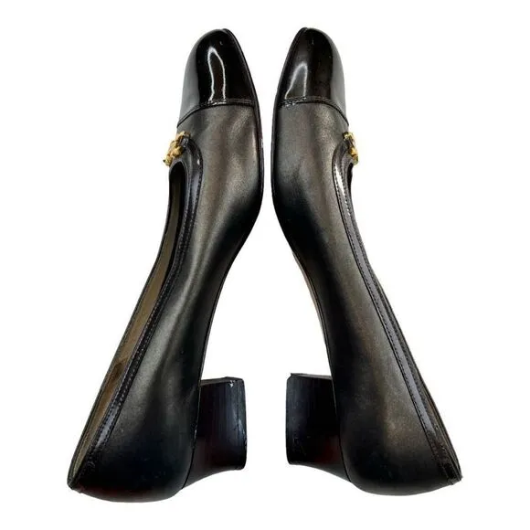 Salvatore Ferragamo Women's Cap Toe Horsebit Block Kitten Heels black Size 6