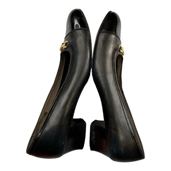Salvatore Ferragamo Women's Cap Toe Horsebit Block Kitten Heels black Size 6